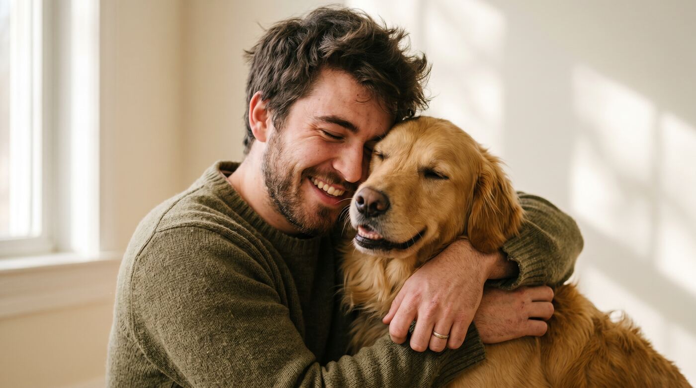 A pet owner with their dog